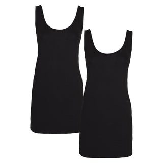 Keanu Ladies 2 Pack Longline Vest - Cotton Blend - Available in White, Black, Light and Dark Assorted Colours
