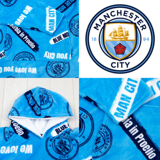 Manchester City Oversized Fleece Hoodie - Crest Design - 100% Polyester - For Kids