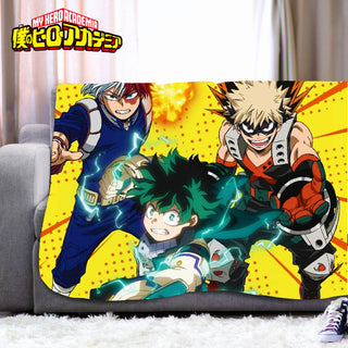 My Hero Academia Fleece Blanket - Deku, Bakugo & Todoroki Design - 100% Polyester - 100 x 150cm
