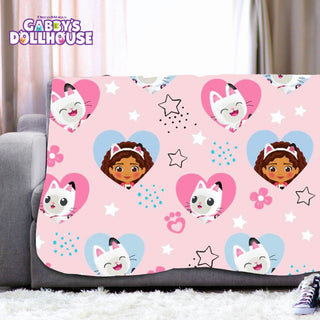 Gabby’s Dollhouse Fleece Blanket - Gabby & Pandy Paws Design - 100% Polyester - 100 x 150cm