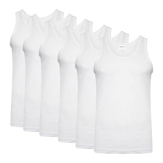 Keanu Mens 6 PackFitted Vest  - White Designs - 100% Cotton