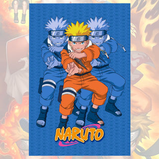 Naruto Fleece Blanket - Naruto and His Shadow Clones Cloud Design - 100% Polyester - 100 x 150cm