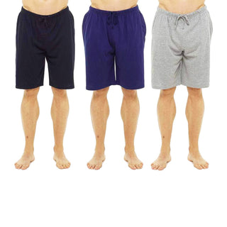 Keanu 3 Pack Mens Lounge Shorts - Black, Navy, and Grey - Cotton Rich