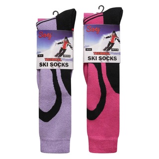 Ladies 5 Pack High Performance Thermal Ski Socks - Multicoloured