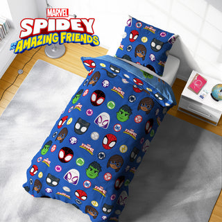 Disney Spiderman Reversible Duvet Set - Spidey and His Amazing Friends Design - Single