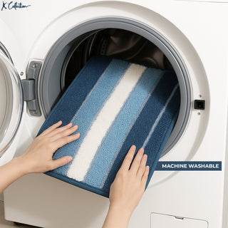 K Collection Multipurpose Microfibre Bath Mat – Super Absorbent Non-Slip Mat - Extra Soft Thick Floor Foot Mat, Fluffy Shaggy Shower Bathroom Mat - Blue