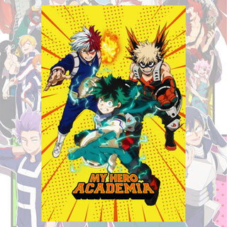 My Hero Academia Fleece Blanket - Deku, Bakugo & Todoroki Design - 100% Polyester - 100 x 150cm