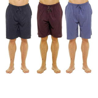 Keanu 3 Pack Mens Lounge Shorts - Charcoal, Red, and Blue - Cotton Rich