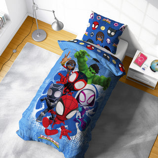 Disney Spiderman Reversible Duvet Set - Spidey and His Amazing Friends Design - Single