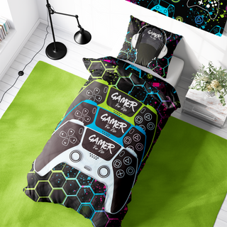 Gamer Reversible Duvet Set - Graffiti Design - Single