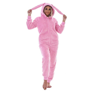 Keanu Ladies Hooded Onesie - Pink Bunny Ears Design