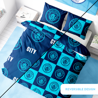 Manchester City Reversible Duvet Set - Iconic Design - Single and Double