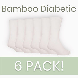 Ladies 6 Pack Extra Wide Bamboo Diabetic Sock - Black and White