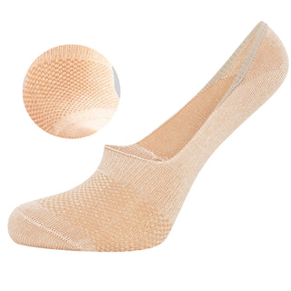 Ladies 6 Pack Bamboo Invisible Socks - Casual Low Cut Socks, Non Slip Grip Liner