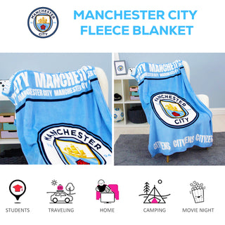 Manchester City Fleece Blanket - Cityzens Design - 100% Polyester - 100 x 150cm