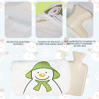 K Collection 160 cm Hot Water Bottle Belt with Plush Waist Cover -  1 Litre Capacity - Snowman Designs