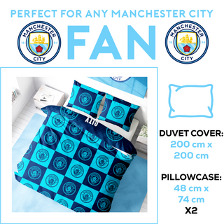 Manchester City Reversible Duvet Set - Iconic Design - Single and Double