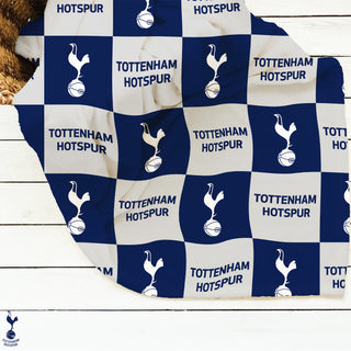 Tottenham Hotspur Fleece Blanket - Checkered Design - 100% Polyester - 100 x 150cm