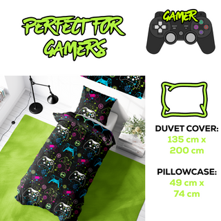 Gamer Reversible Duvet Set - Graffiti Design - Single