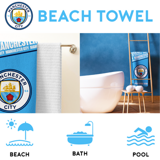 Manchester City Towel - Cityzens Design - 100% Cotton - 150 x 75cm