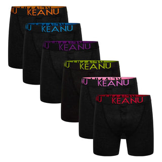 Keanu Pack of 6 Mens Front Boxer Trunks - Neon Jacquard Design - Cotton Blend