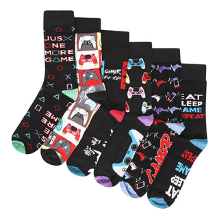Kids 6 Pack Gamer For Life Socks - Assorted Gaming Controller Designs