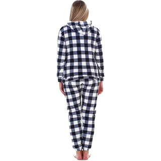 Keanu Ladies Fleece Pyjamas - Checkered Design - Pull Over Hoodie