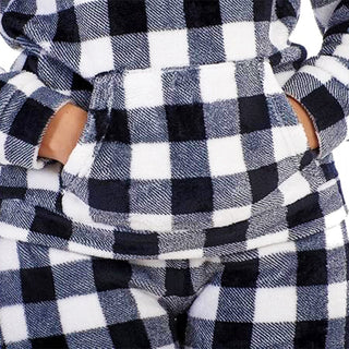 Keanu Ladies Fleece Pyjamas - Checkered Design - Pull Over Hoodie