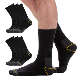 Mens 12 Pack Heavy Duty Work Socks, Safety/Steel Toe Boot Socks - Black