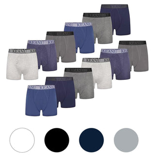Keanu Pack of 12 Mens A Front Boxer Shorts - Plain Colours Design - Cotton Blend