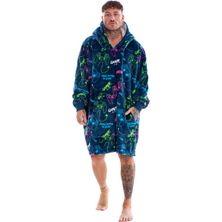 Gamer Mens Fleece Oversized Hoodie - Game Over/Controller Design - 100% Fleece Polyester - Adults