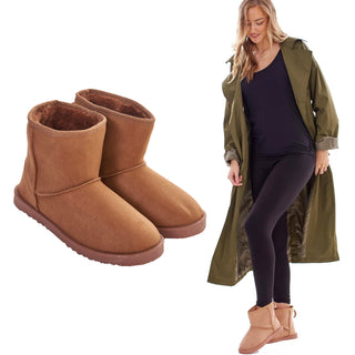 Keanu Ladies Classic Winter Boots - Faux Suede with Faux Fur Lining