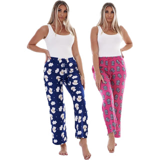 Keanu Ladies Pack of 2 Fleece Lounge Pants - Lamb and Puppy Design
