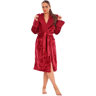 Keanu Ladies Sherpa Fleece Gowns - Berry Design - Shimmer Fleece