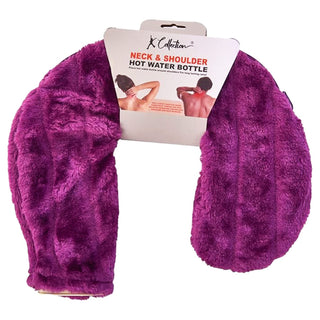 K Collection Neck and Shoulder Hot Water Bottle - 1.1 L Capacity - Charcoal & Purple Design