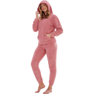 Keanu Ladies Borg Pyjamas - Pink Design - Pull Over Hoodie