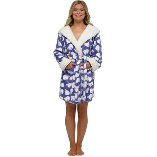 Keanu Ladies Ex Store Fleece Gowns - Polar Bear Hooded Design