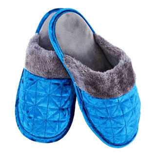 Keanu Ladies Crushed Velvet Slippers - Blue Design - Slip On Mule