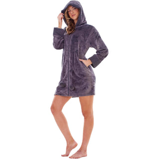 Keanu Ladies Zipped Gown - Charcoal Stars Design - Zip Gown