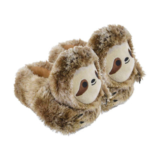 K Collection Girls Slippers - 3D Sloth Plush Design