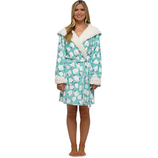 Keanu Ladies Ex Store Fleece Gowns - Polar Bear Hooded Design - LIght Blue
