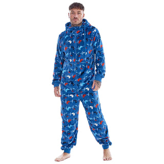 Gamer Mens Hooded Onesie - Game Over/Controller Design - 100% Fleece Polyester - Adults