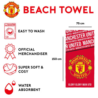 Manchester United Towel - Glory Design - 100% Cotton - 150 x 75cm