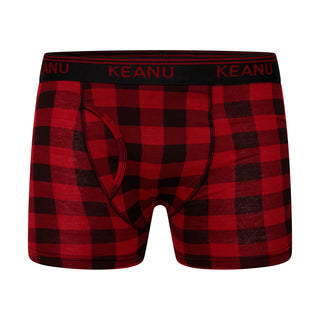 Keanu Pack of 6 Mens Boxer Trunks - Buffalo Check Print Design - Cotton Blend