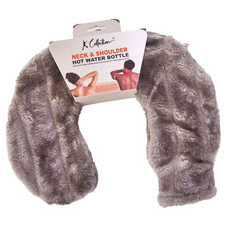 K Collection Neck and Shoulder Hot Water Bottle - 1.1 L Capacity - Charcoal & Purple Design