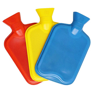 K Collection 3 Hot Water Bottles - 2L Capacity - Red, Yellow and Blue Design