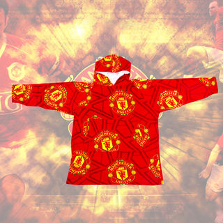 Manchester United Oversized Fleece Hoodie - Crest Design - 100% Polyester - For Kids