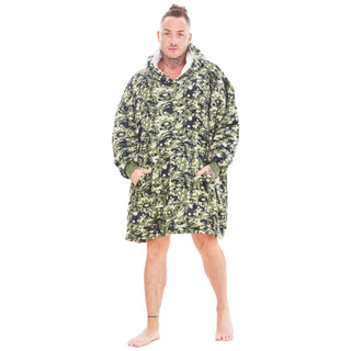 Keanu Unisex Fleece Oversized Hoodie - Camouflage Design - Super Soft Sherpa