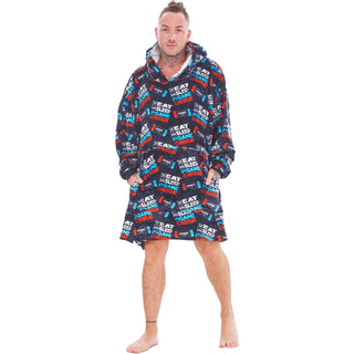 Gamer Mens Fleece Oversized Hoodie - Game Over/Controller Design - 100% Fleece Polyester - Adults
