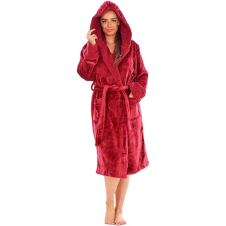 Keanu Ladies Sherpa Fleece Gowns - Berry Design - Shimmer Fleece